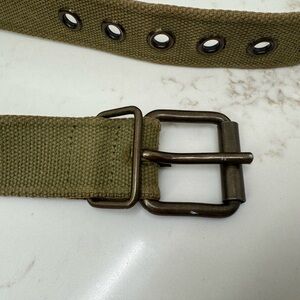 Vintage J.Crew Olive Green Canvas Belt with Metal Buckle 40.5” Total Length